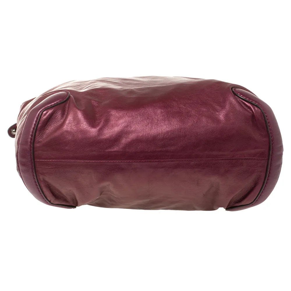 Gucci Metallic Purple Leather Galaxy Slouchy Hobo