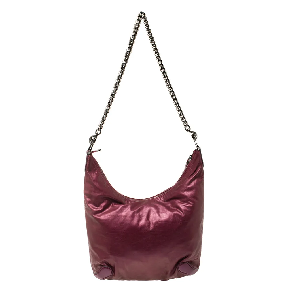 Gucci Metallic Purple Leather Galaxy Slouchy Hobo