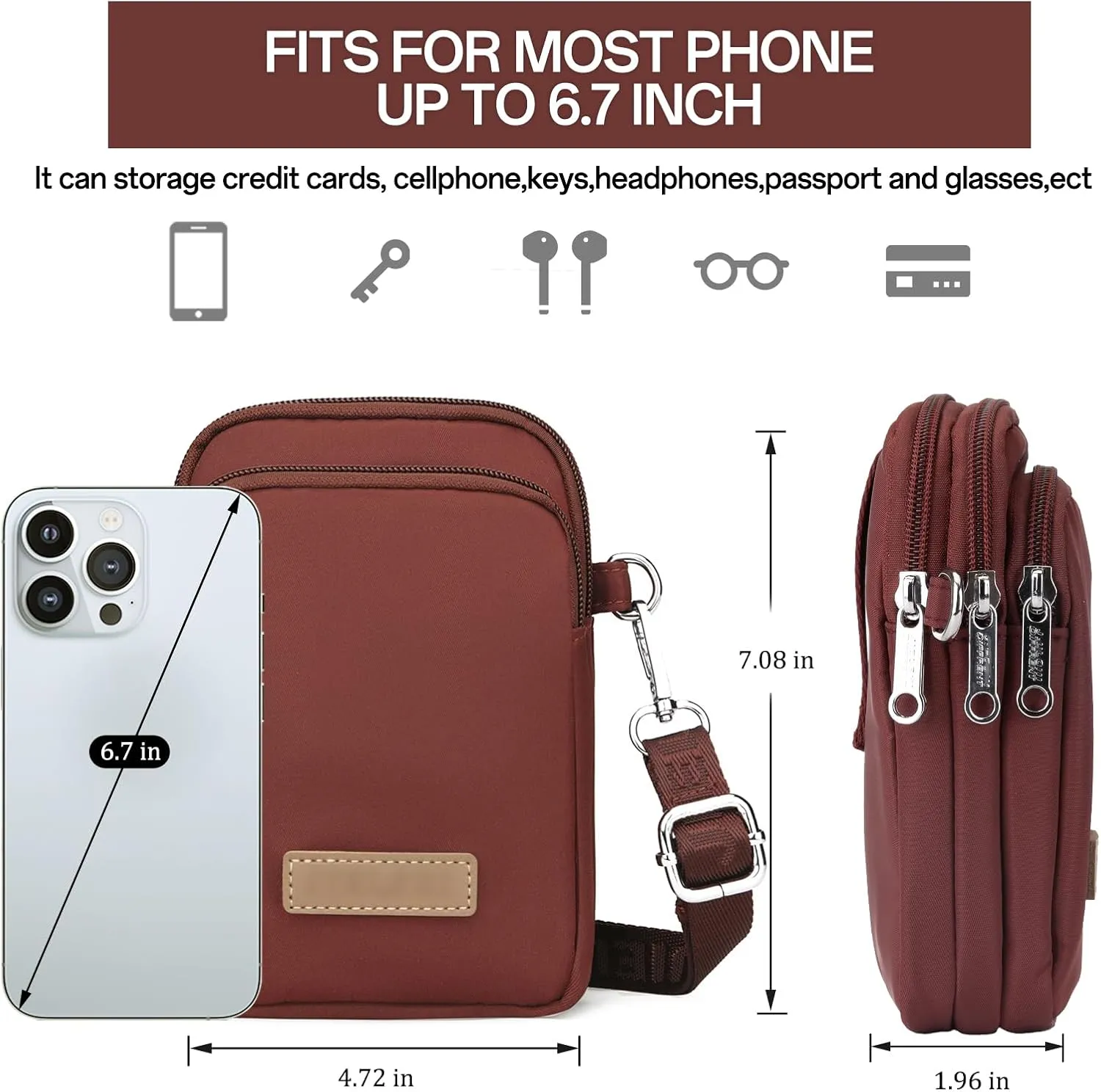 JANKS Small Crossbody Bag for Women Mini Cell Phone Bag Travel Pouch Wallet Purses Adjustable Over Shoulder Strap