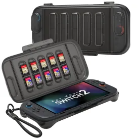 JSAUX Protective Case Compatible with Nintendo Switch 2 (2025), Hard Carrying Shell, Slim & Portable, Dustproof, Built-in Game Card Slot, Travel-Carry, Full Protection Cover  Translucent Black PC0116