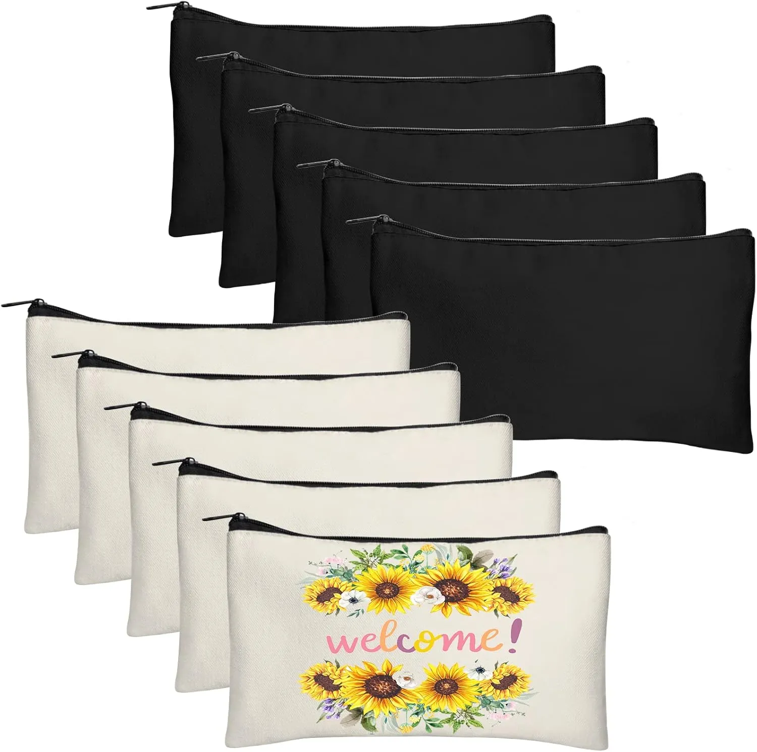 Legigo Blank DIY Craft Canvas Pencil Case - Makeup Pouch, Multi-Purpose Travel Toiletry Zipper Bag, Bulk Cosmetic Bags 8.3 5 Inch