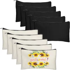 Legigo Blank DIY Craft Canvas Pencil Case - Makeup Pouch, Multi-Purpose Travel Toiletry Zipper Bag, Bulk Cosmetic Bags 8.3 5 Inch