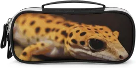 Leopard Little Gecko Leather Makeup Bag Portable Small Cosmetic Organizer Waterproof Toiletry Bags Brushes Pencils And Travel Make Up Accessories