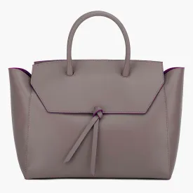 Loren Large Leather Tote Bag - Taupe