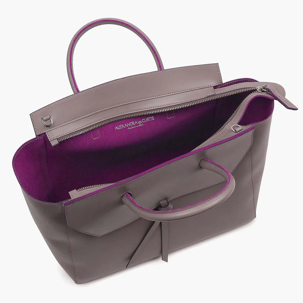 Loren Large Leather Tote Bag - Taupe