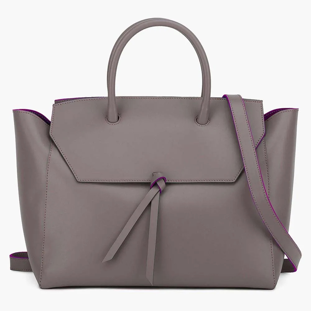 Loren Large Leather Tote Bag - Taupe