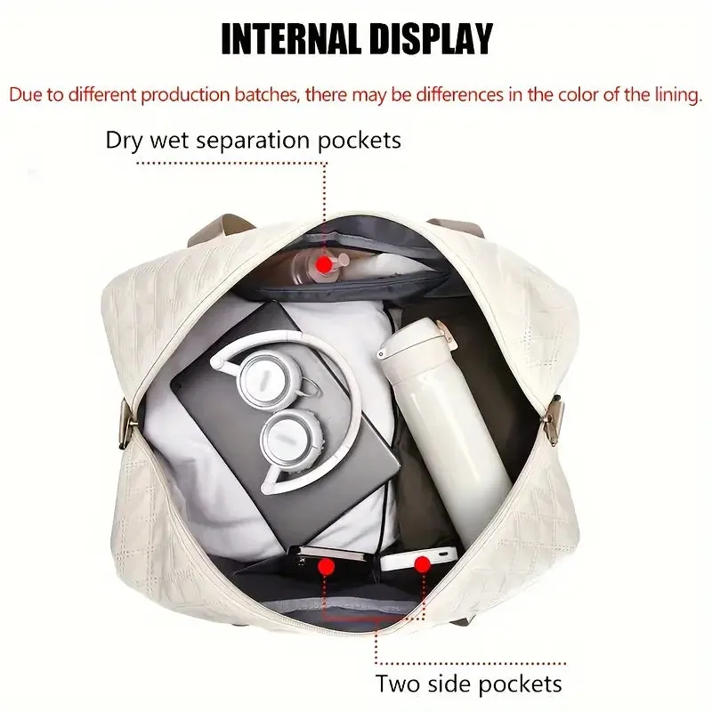 Luxury Large Capacity Duffel Bag – Versatile Shoulder & Crossbody Tote With Dual Side Pockets