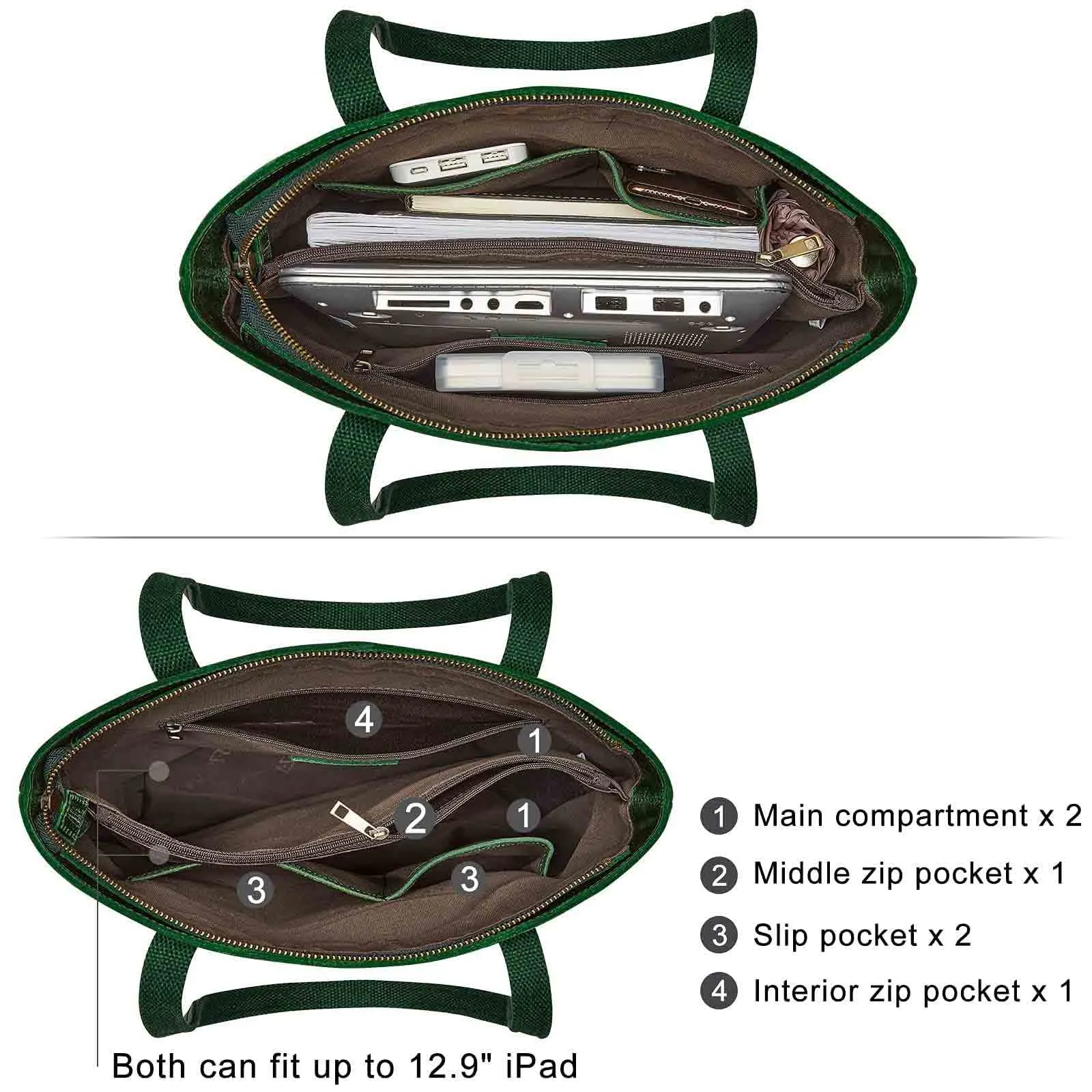 Medium Leather Tote With Big Front Pocket