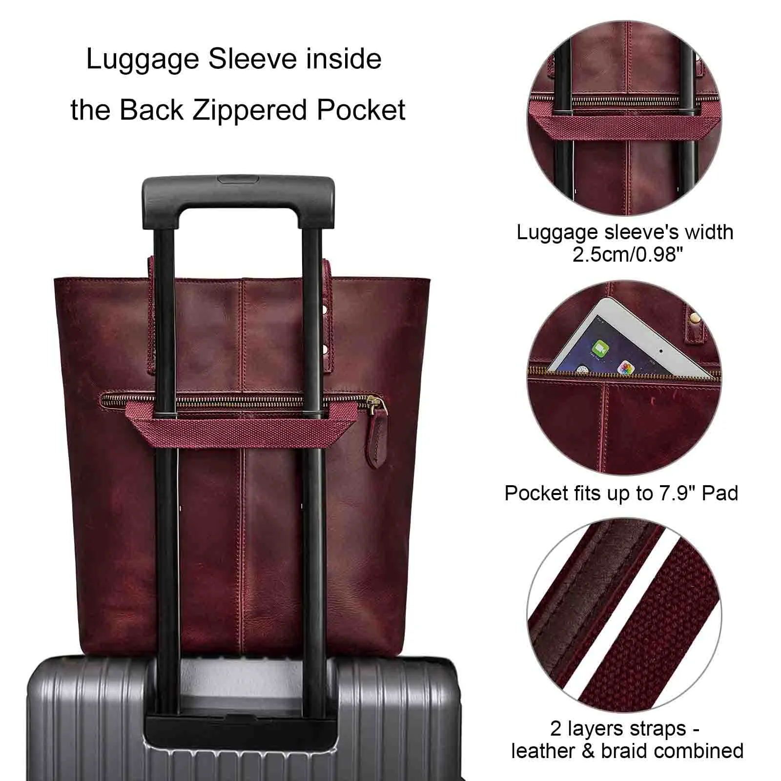 Medium Leather Tote With Big Front Pocket