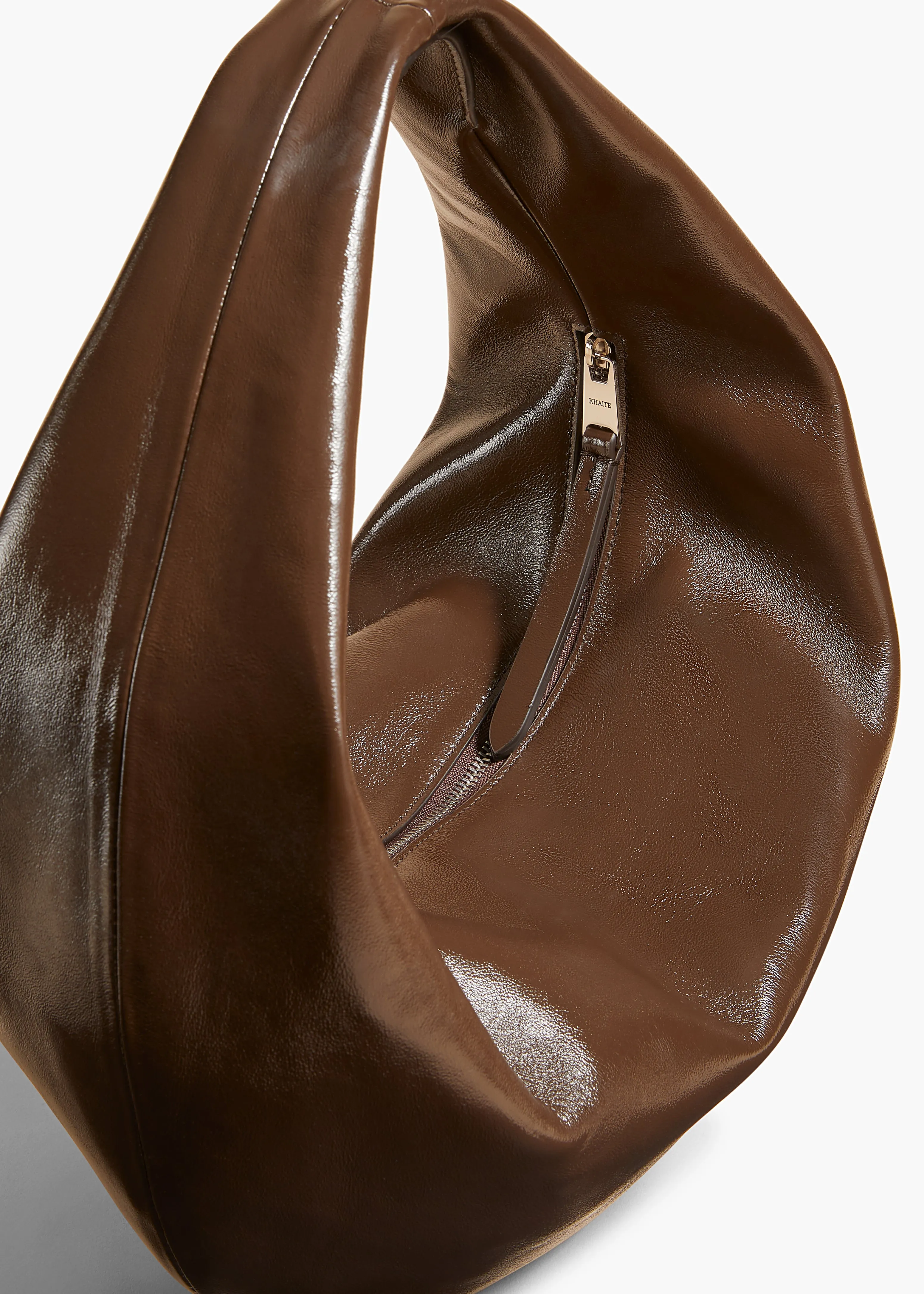 Medium Olivia Hobo in Chestnut Crackle Patent Leather