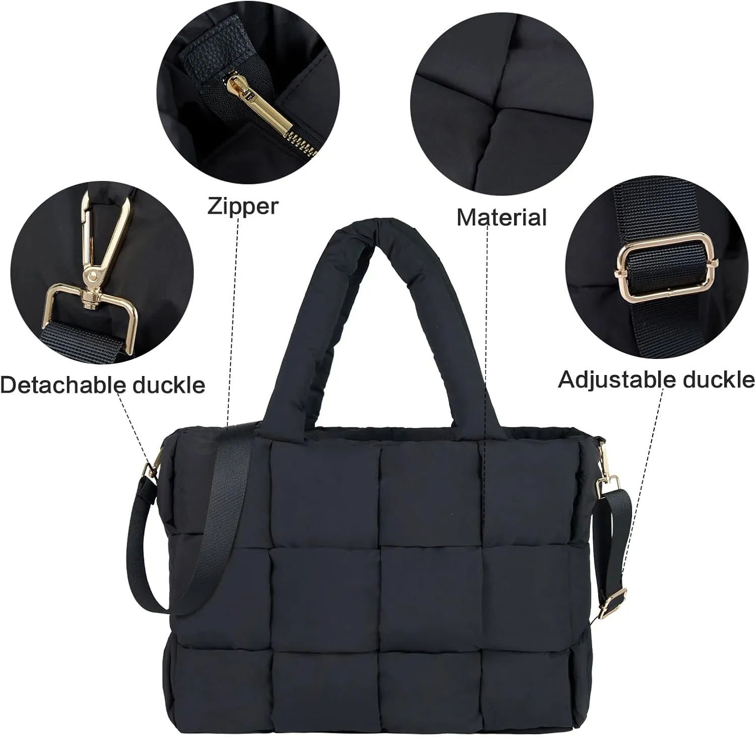 NAARIIAN Tote Bag for Women Hand Woven Puffy Tote Handbag Large Cross body bags for work travel gym