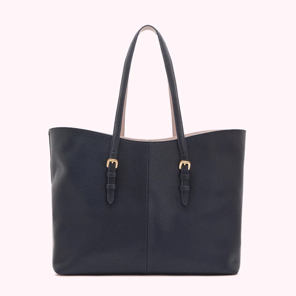 NAVY REVERSIBLE HANDLES JUDE TOTE BAG