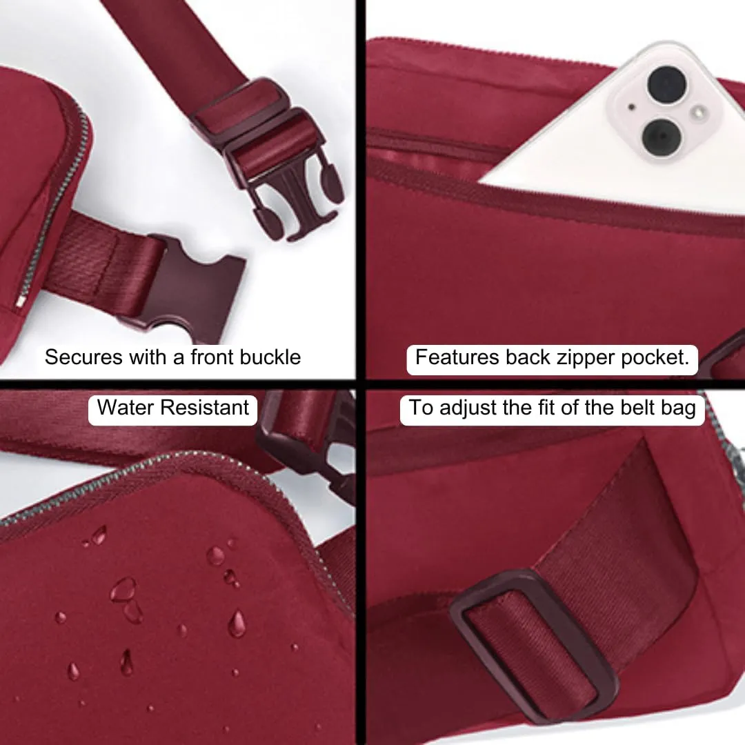 NGIL Mini Belt Bag for Women Crossbody Pack Workout Traveling Running Hiking Waist Bag with Adjustable Strap(Wine)