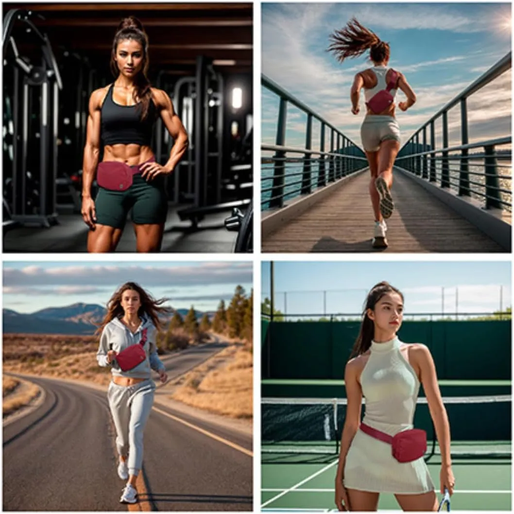 NGIL Mini Belt Bag for Women Crossbody Pack Workout Traveling Running Hiking Waist Bag with Adjustable Strap(Wine)
