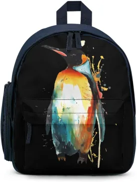 Penguin Watercolor Cute Backpack Daily Casual Daypack Travel Mini Bag with Adjustable Strap Blue-style