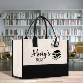 Personalized Book Lover Cotton Canvas Tote Bag Customized Library Bag Bookworm Gift Bag School Librarian Gift Tote (LBT1005)