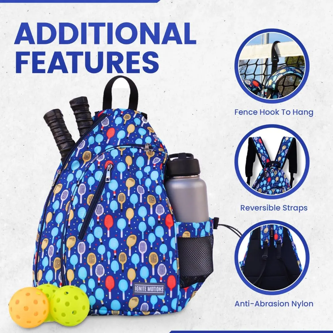 Pickleball Bag for Men & Women Pickleball Backpack - Adjustable Sling Bag/Crossbody with Fence Hook