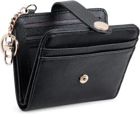 POIUGOYA Slim Wallet for Women,RFID Blocking Bifold Credit Card Holder with Zipper Coin Pocket,ID Window,Keychain