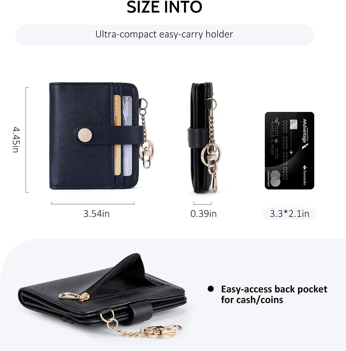POIUGOYA Slim Wallet for Women,RFID Blocking Bifold Credit Card Holder with Zipper Coin Pocket,ID Window,Keychain
