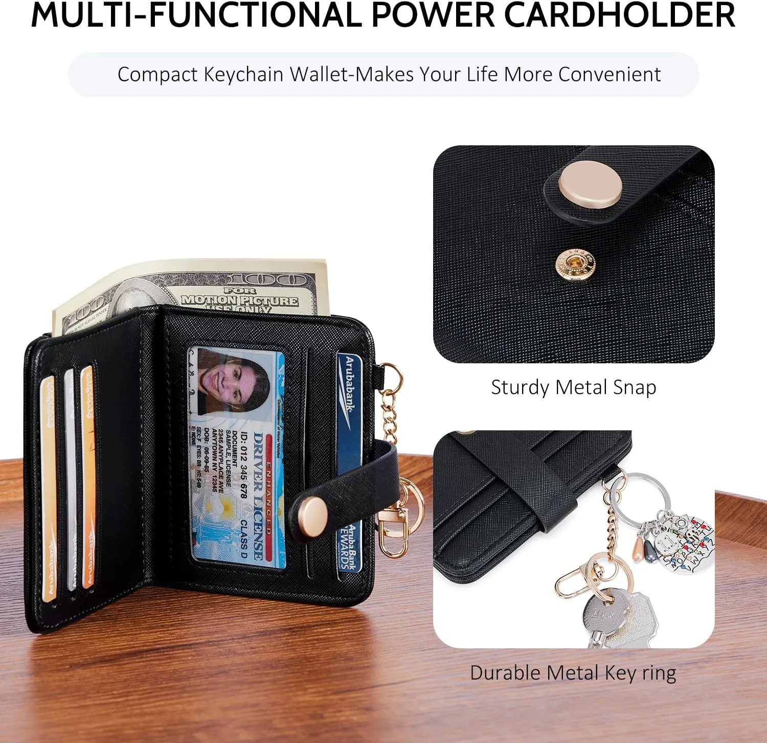 POIUGOYA Slim Wallet for Women,RFID Blocking Bifold Credit Card Holder with Zipper Coin Pocket,ID Window,Keychain