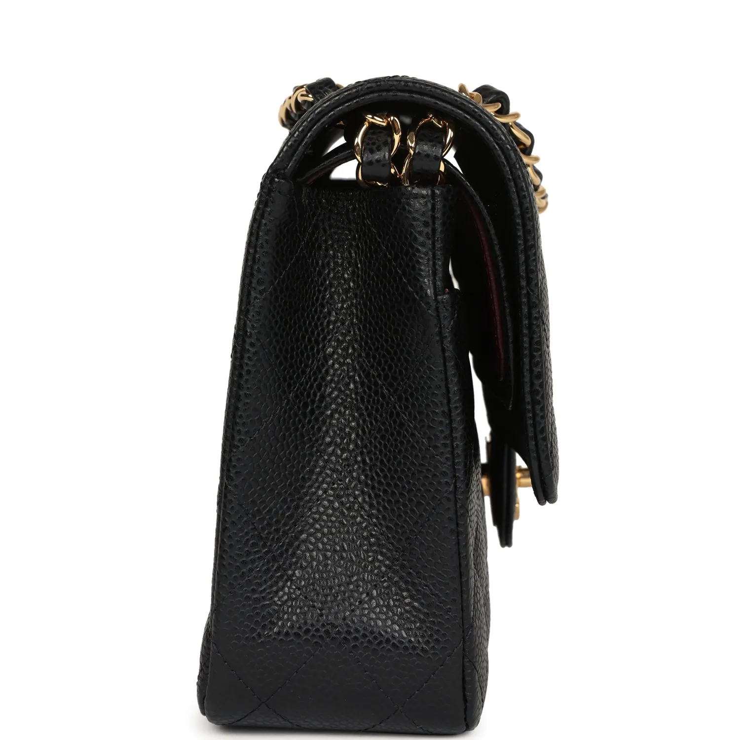Pre-owned Chanel Medium Classic Double Flap Black Caviar Gold Hardware