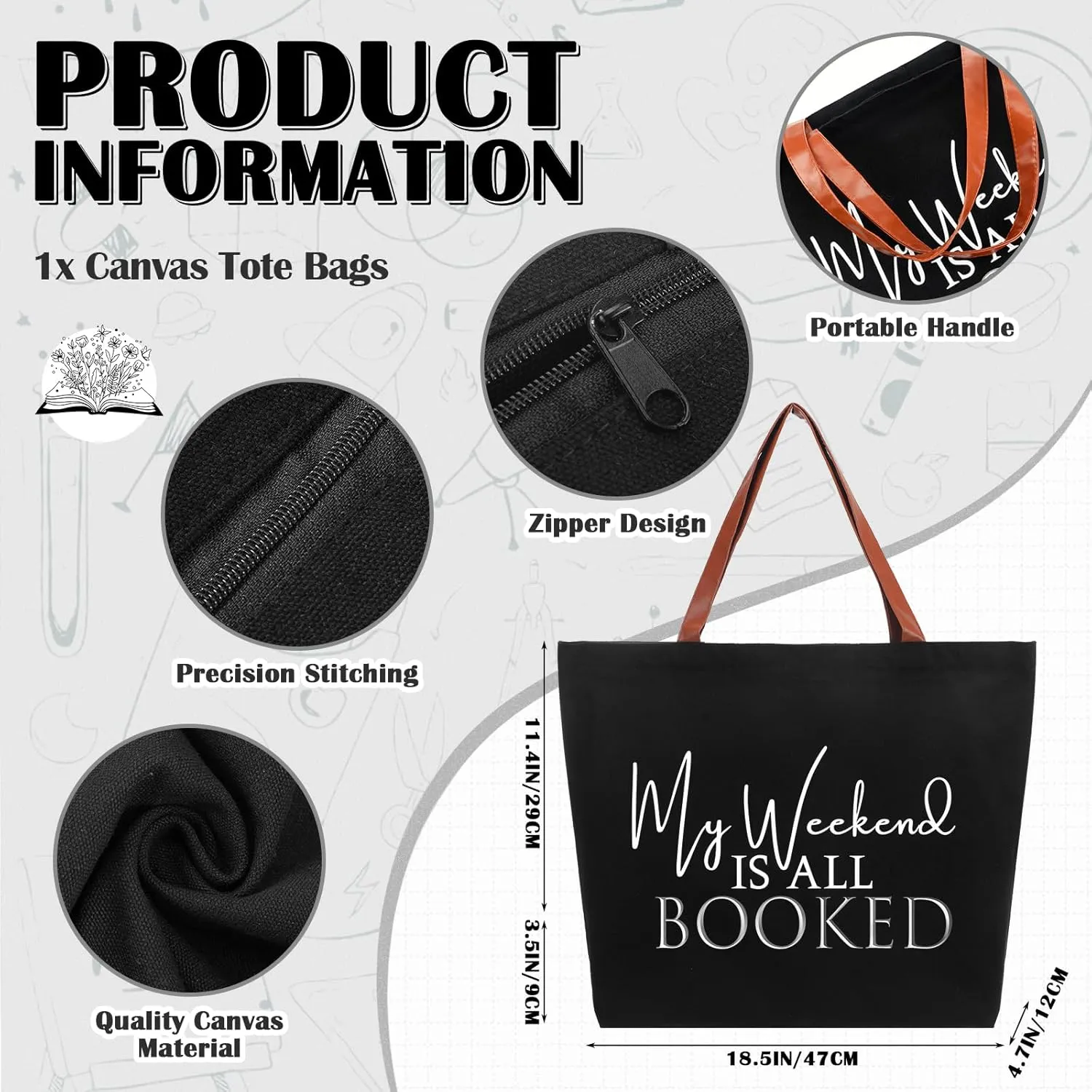 Queekay 2 Pcs Book Lover Gift Bags For Women My Weekend is All Booked Sign Librarian Gifts Totes Bags And Makeup Bag For Book Lovers Coworker Teacher Work