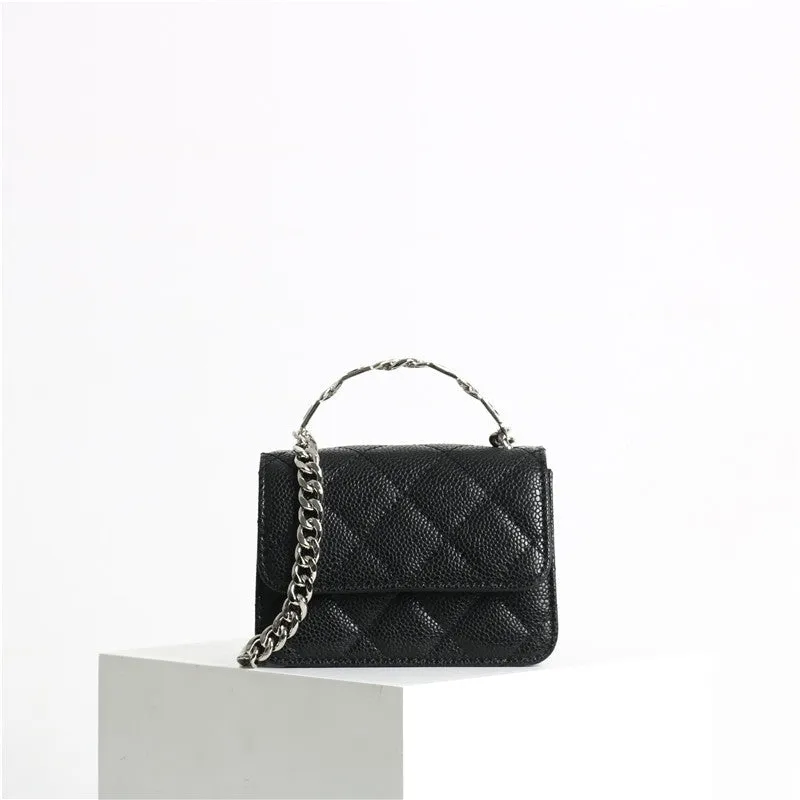 Quilted Mini Leather Top Handle Bag