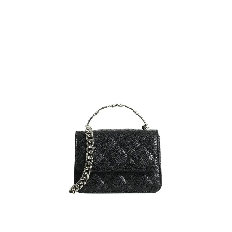 Quilted Mini Leather Top Handle Bag