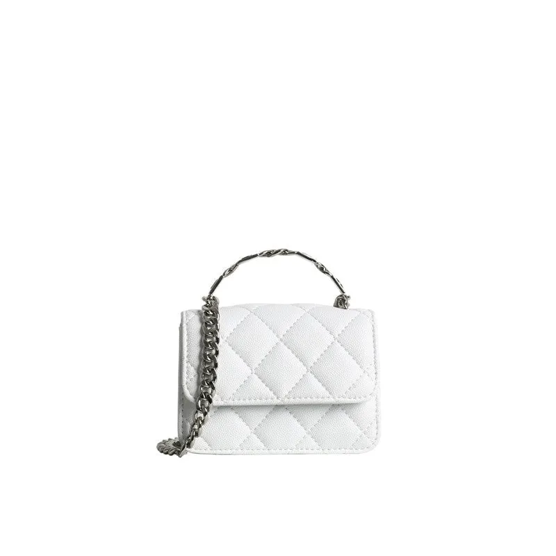 Quilted Mini Leather Top Handle Bag