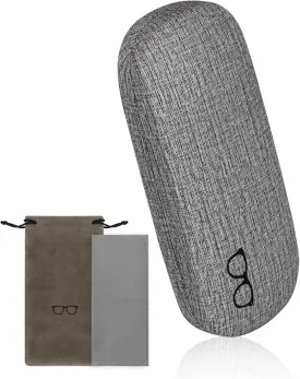 RayLove Hard Shell Glasses Case, PU leather Eyeglass Case Comes with a Pouch & Cleaning Cloth