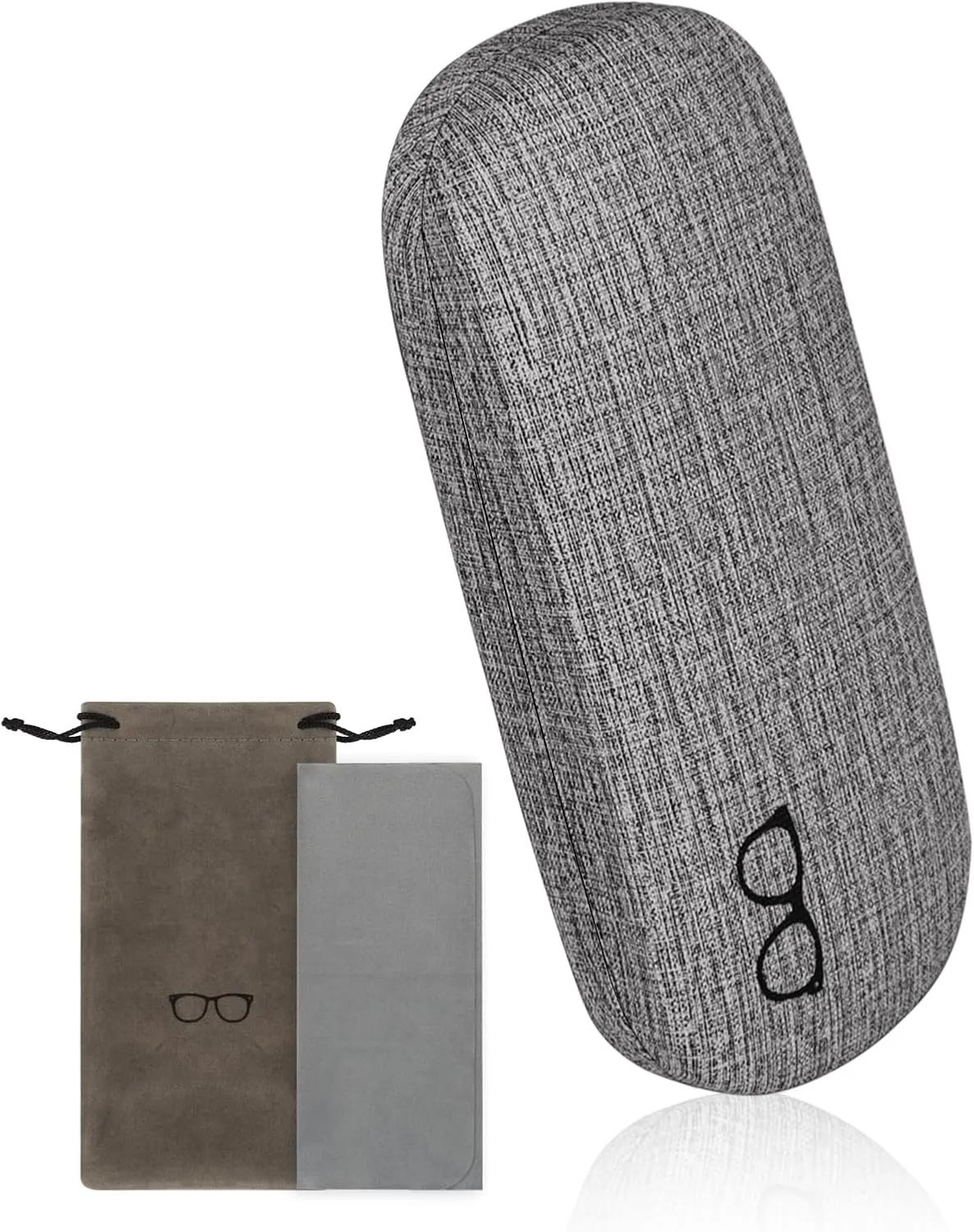 RayLove Hard Shell Glasses Case, PU leather Eyeglass Case Comes with a Pouch & Cleaning Cloth