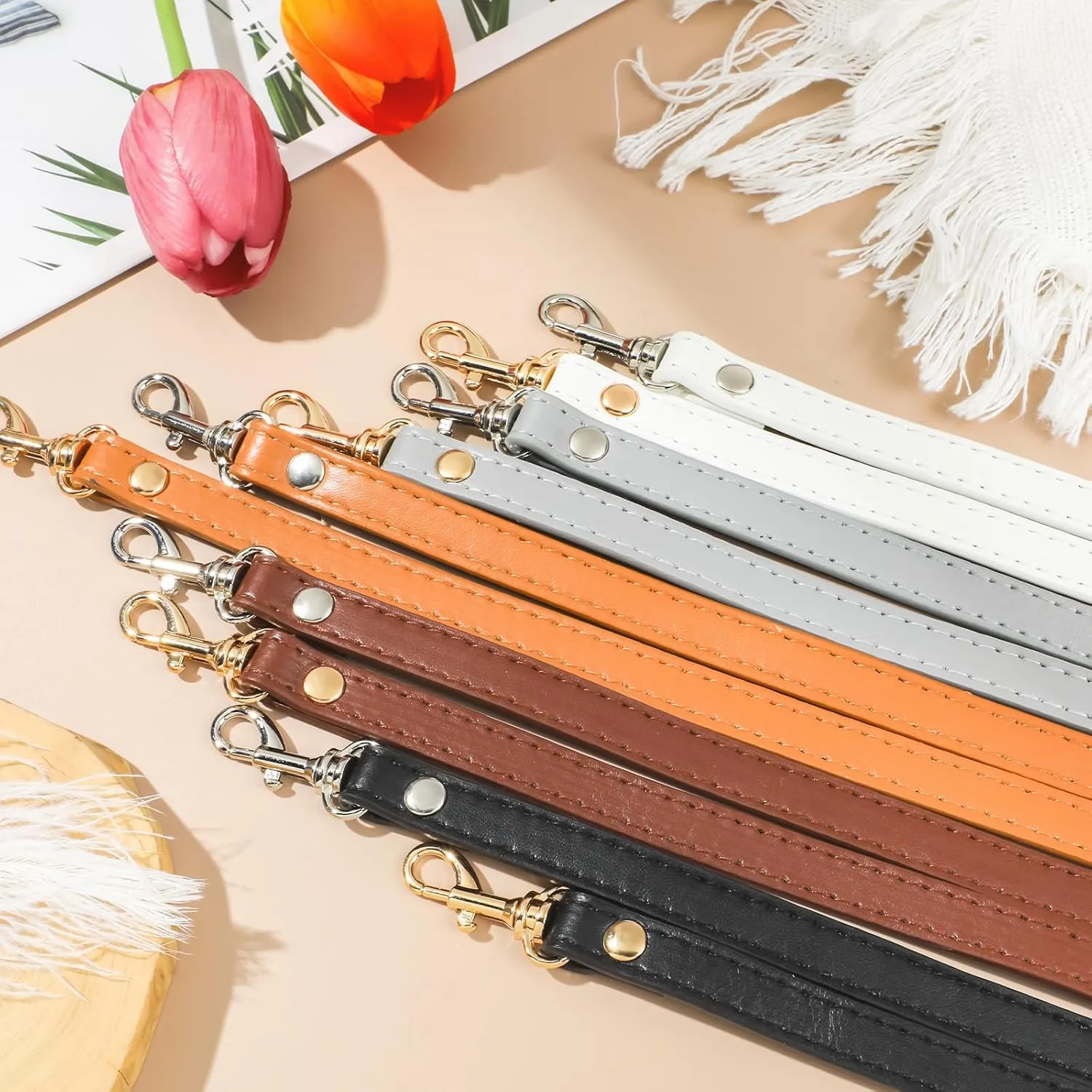 RAYNAG Adjustable Crossbody Strap Replacement Leather Purse Handbag Shoulder Strap Replacement, Silver Hardware Clasp, Coffee