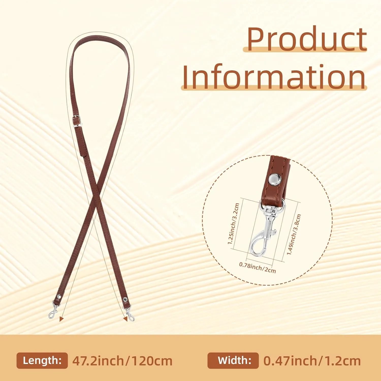 RAYNAG Adjustable Crossbody Strap Replacement Leather Purse Handbag Shoulder Strap Replacement, Silver Hardware Clasp, Coffee