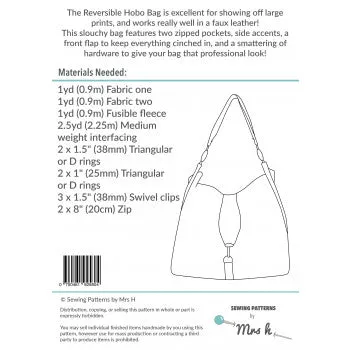 Reversible Hobo Bag Sewing Pattern