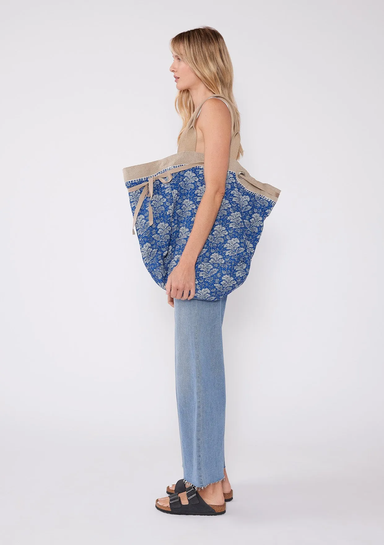 Reversible Tote Bag with Floral Quilted Interior