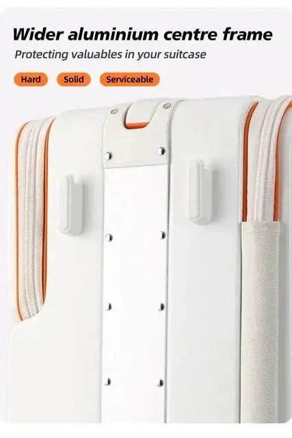 Rigid travel luggage with usb charging and phone holder