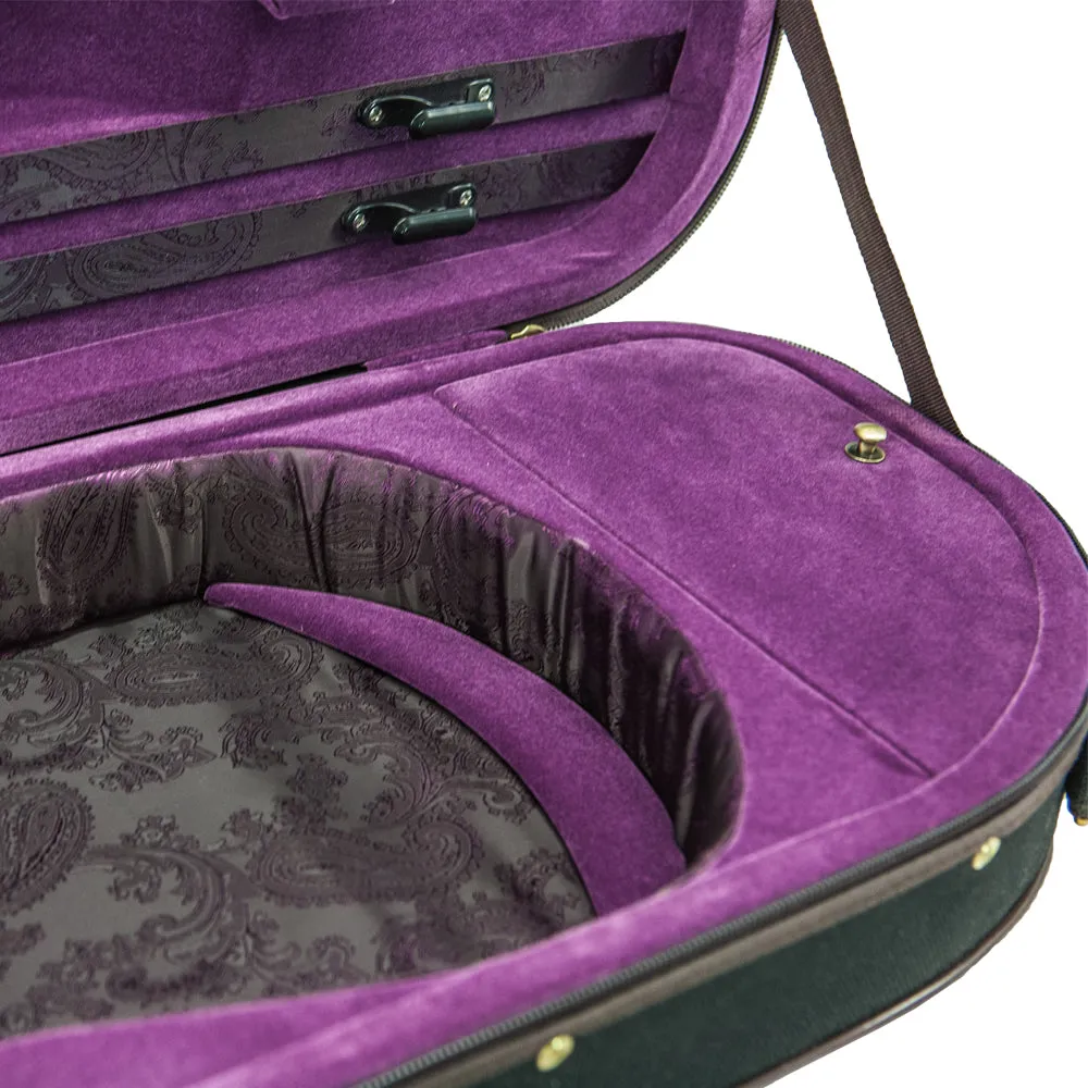 Sky Violin Halfmoon Case HM03 Lightweight with Hygrometer Black/Magenta Silk