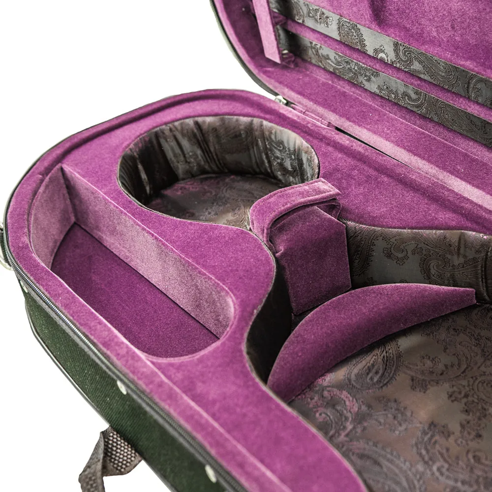 Sky Violin Halfmoon Case HM03 Lightweight with Hygrometer Black/Magenta Silk
