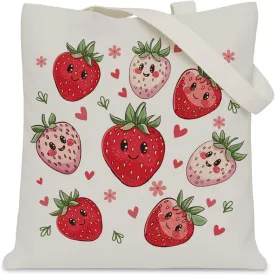 Strawberry Tote Bag for Girls, Strawberry Gifts Tote bag for Summer Daughter Besties Friends