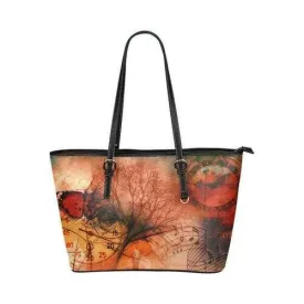 Tote Bags, Red Autumn Motif Tree Of Life Style Leather Bag