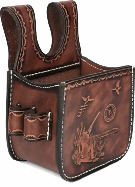 TOURBON Vintage Leather Ammo Pouch Belt Shotgun Shell Holder Bag for Sporting Clay Trap Skeet Shooting
