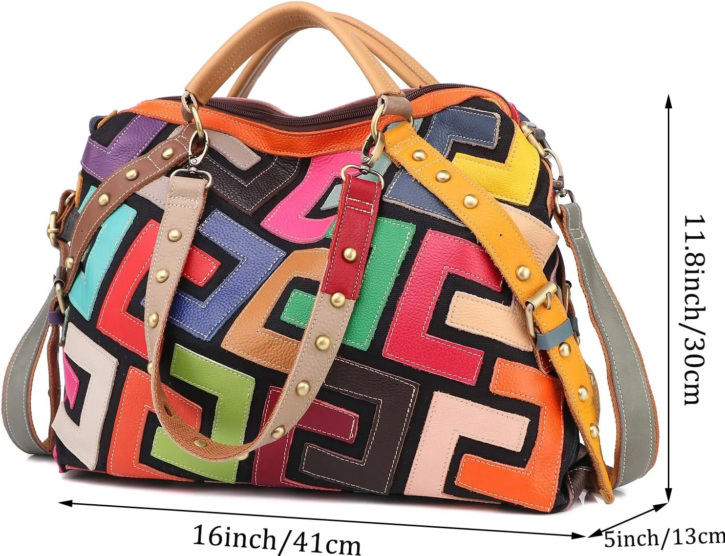 Women's Multicolor Tote Handbag Genuine Leather Random Color Hobo Shoulder Purse