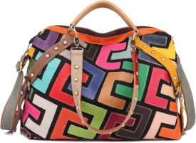 Women's Multicolor Tote Handbag Genuine Leather Random Color Hobo Shoulder Purse