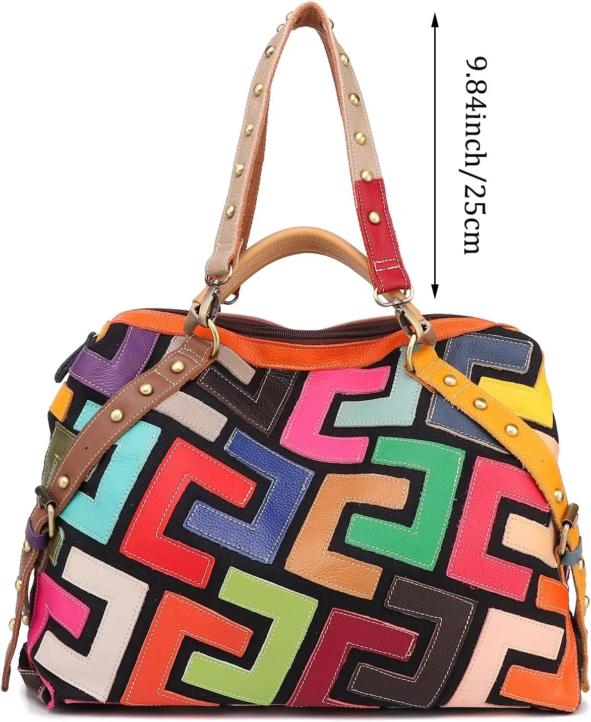 Women's Multicolor Tote Handbag Genuine Leather Random Color Hobo Shoulder Purse