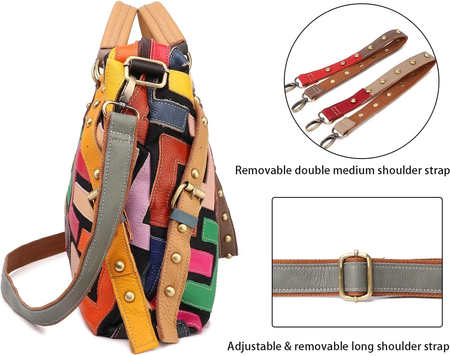 Women's Multicolor Tote Handbag Genuine Leather Random Color Hobo Shoulder Purse