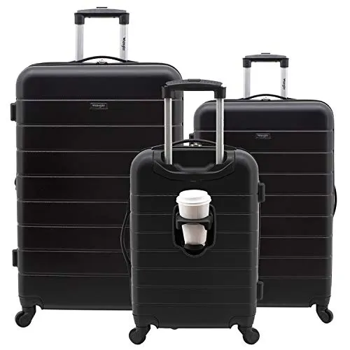 Wrangler Smart Luggage Set with Cup Holder and USB Port, Black