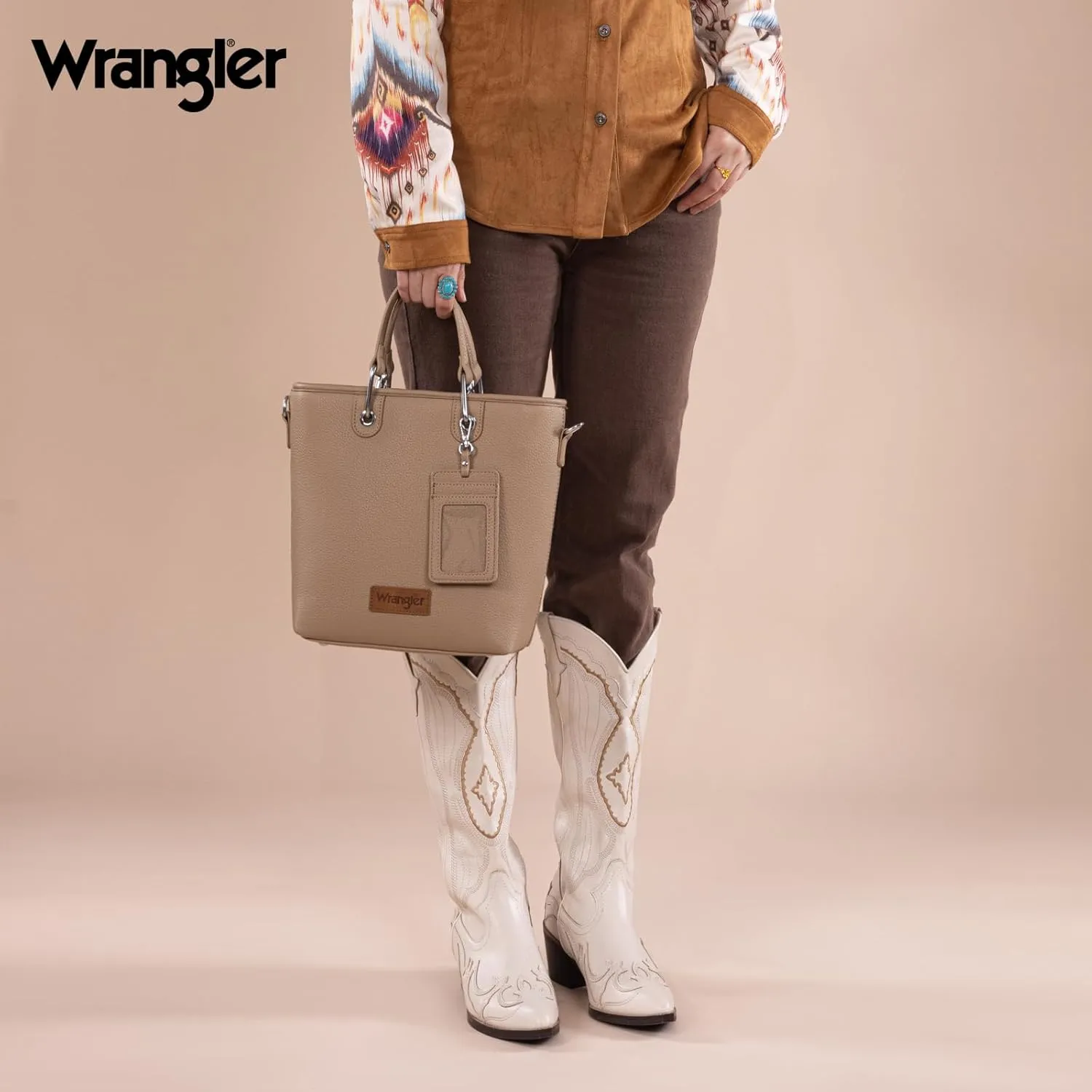 Wrangler Tote Bag for Women Casual Work Top-handle Handbag with Card Holder