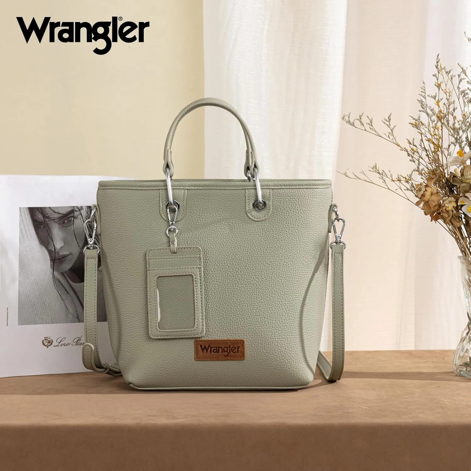 Wrangler Tote Bag for Women Casual Work Top-handle Handbag with Card Holder