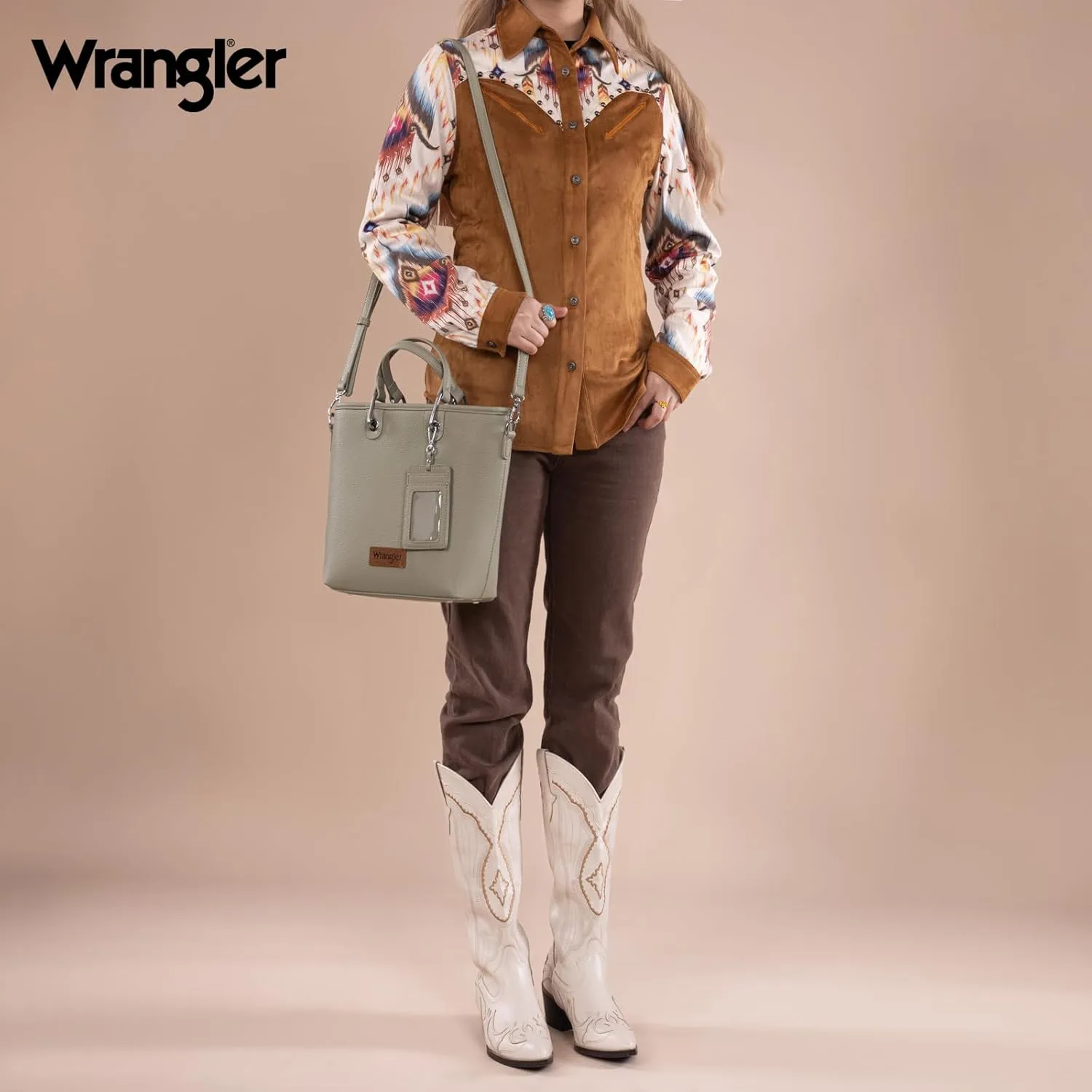 Wrangler Tote Bag for Women Casual Work Top-handle Handbag with Card Holder