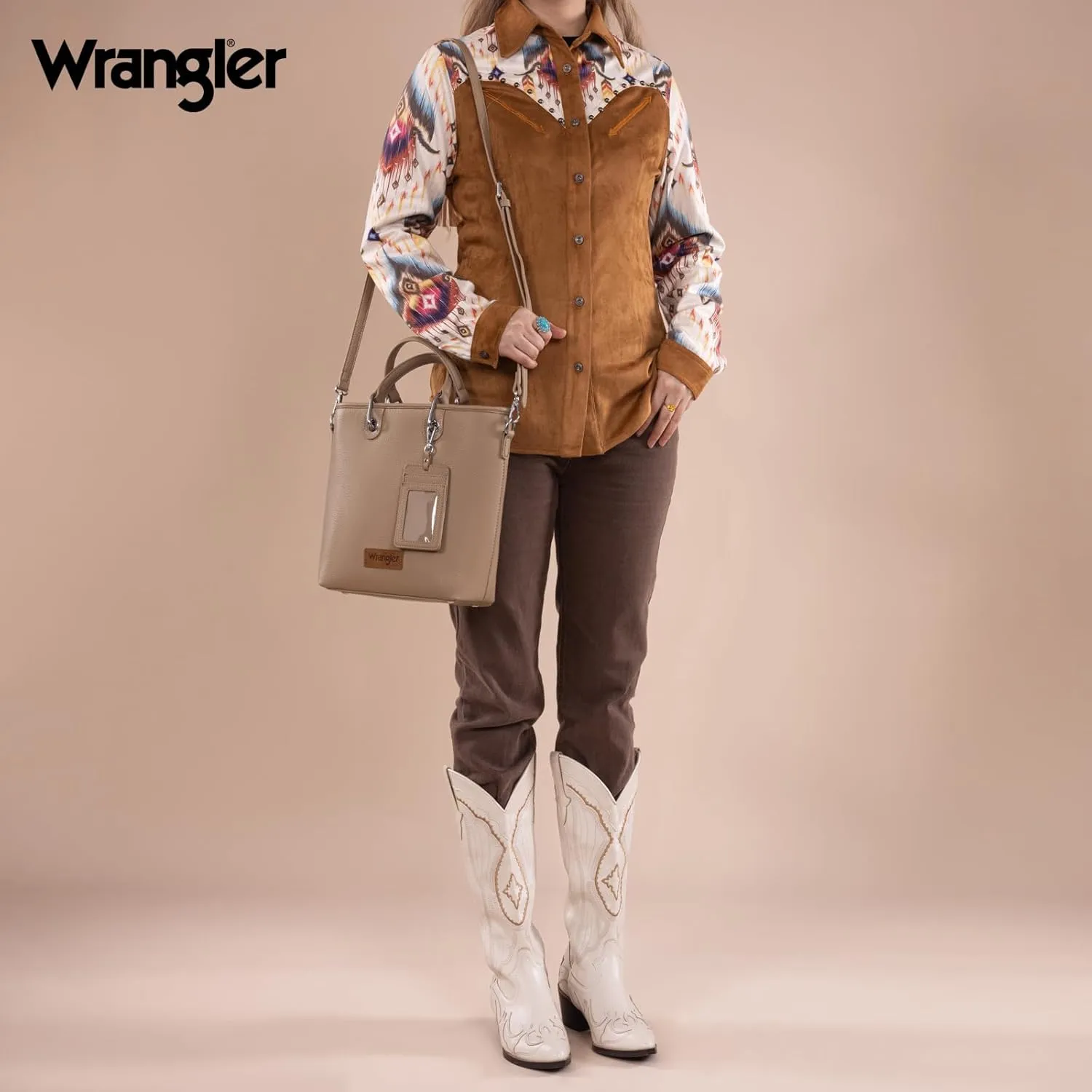 Wrangler Tote Bag for Women Casual Work Top-handle Handbag with Card Holder